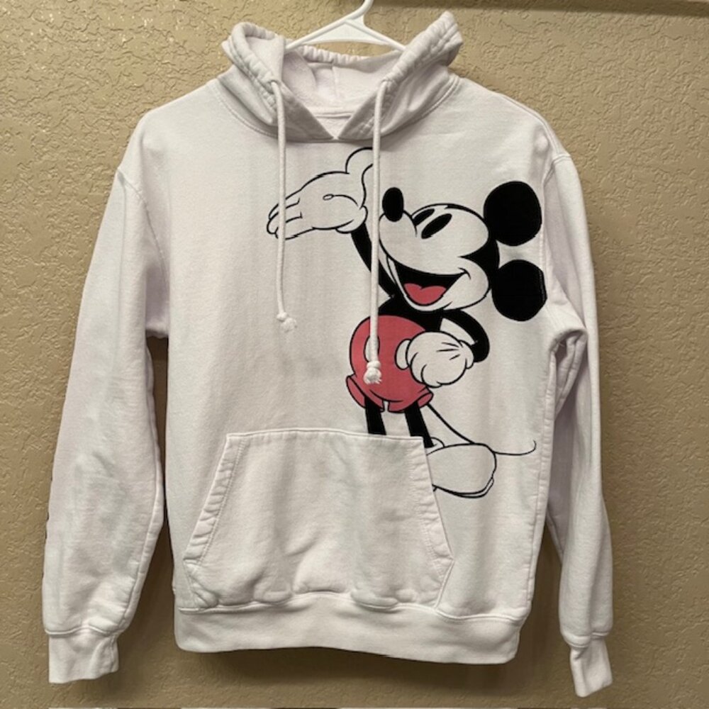 Disney Mickey Mouse Hoodie White Graphic Sweatshirt Youth M